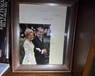 Framed Richard Nixon Signed Photo with Pat Nixon
Historic framed display featuring President Richard Nixon and First Lady Pat Nixon, with an authentic signed letterhead dated October 6, 1976. A remarkable piece of presidential memorabilia and American history, beautifully preserved for display.