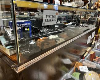 One of (3) matching Commercial Display Cabinets / Excellent Condition  Vintage/Antique
This one is 8’ long…22” deep, 
12 drawers in back…Awesome storage