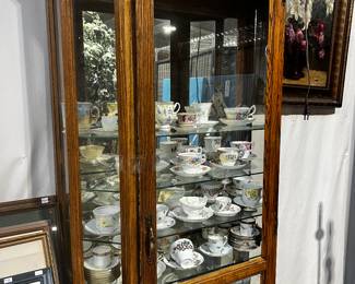 Tea Cup Curio Cabinet / lit
Multiple Glass Shelves made for tea cup collections
32” wide / 13 1/2 “ deep