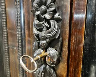 Hidden keyhole/long original key inc
Cabinet is a substantial historic piece at : 
67” wide x 82” high x 29” deep 