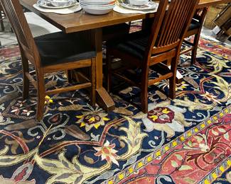 Mission Style Table & (4) Chairs / Nice
Wool Rug / hand tied large