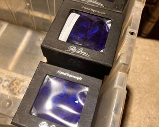Large Colored Glass Paperweights NIB