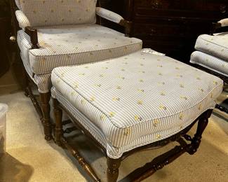 French Country Style Chairs (2) with Ottoman / Nice