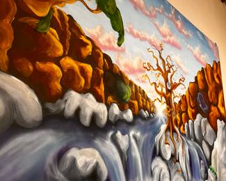 Coffee Shop Mural 18’ x  68” large
Hand Painted 