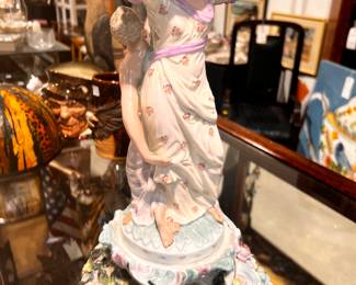 Rare European Ceramic Lamp / dbl figure
c 1890