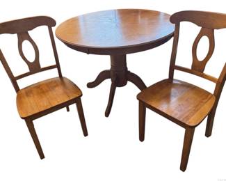 Wooden Round Pedestal Table with 4 Chairs