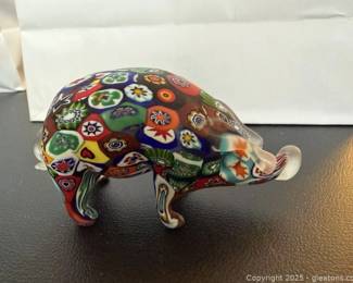 Murano Glass Millefiori Pig Figurine