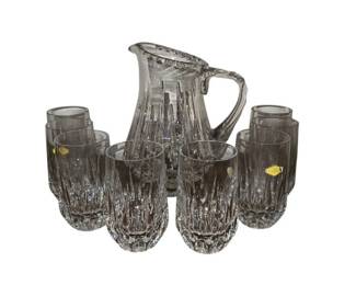 Patrizia 40oz Lead Crystal Pitcher Plus 8 8oz Tumblers by Nachtmann