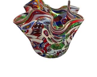 Murano Glass Millefiori Hankerchief Vase