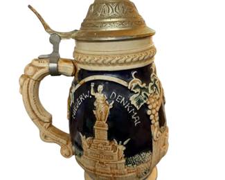 Vintage Beer Stein with Pewter Lid