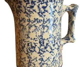 Antique Country Kitchen Primitive Spongeware 6pt5in Ceramic Pitcher