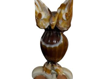 Mid Century Blown Glass Owl Figurine