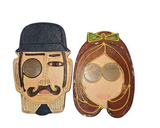 Pair of Vintage Man Woman Wall Art