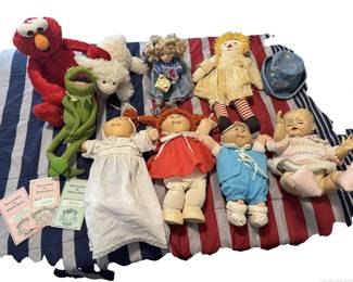 Mixed Lot of Dolls Cabbage Patch Plush Kermit Elmo and More