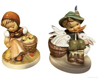 Two Vintage Hummel Figurines Chick Girl and Playmates