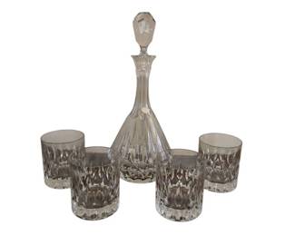 Patrizia Hand Cut Crystal Decanter and 4 Glasses by Nachtmann