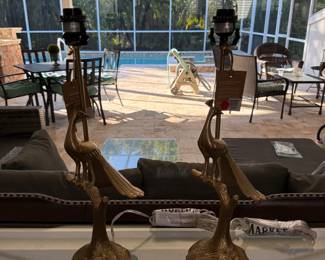 New with tags - brass peacock lamps (no shades)