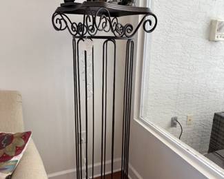 Decorative iron stand, foo dog statues