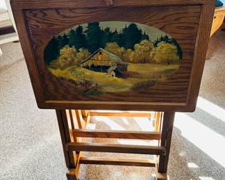 Lovely wood TV tray set