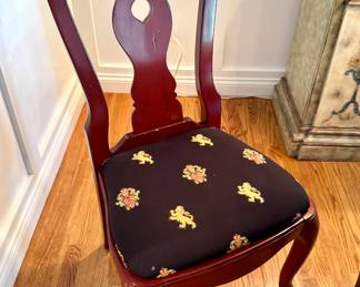$150 (each) - Queen Anne dining chairs, custom upholstery (2 available). 21x19x41