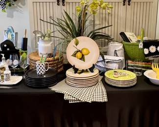 Shop the sale in person for darling kitchen decor brands include Pottery Barn, Kate Spade, Magenta, Mackenzie Childs etc…