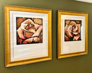 $400 (each) -Rose print with heavy gold frame - 32x38