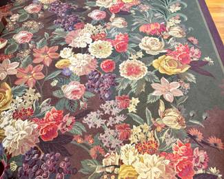 $600 - Large, 100% Wool Floral Looped Rug Made in China - 9x12