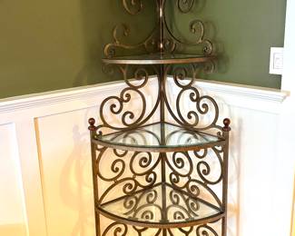 $350- 5 shelf corner display etagere. - 28x20x80