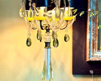 $48 - Vintage look green glass lamp