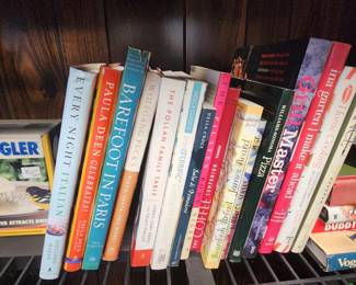 Assorted cookbooks, including vintage