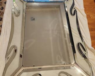 Vintage Art Deco Mirror. 66" w x 44" tall. 4 detachable "wings." Some wear and tear on wings; main mirro is in excellent condition. By Private Showing only.