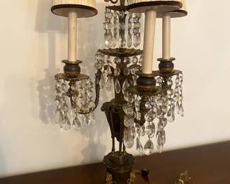 Bronze and crystal lamp
