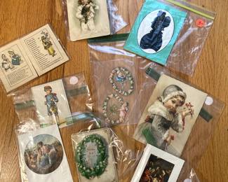 Various antique paper mementos