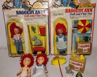 1976 Knickerbocker Raggedy Ann Doll And Raggedy Andy Doll Play Sets