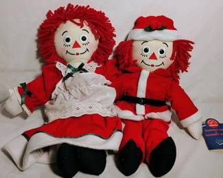 2002 Hasbro Applause Mr. Claus Raggedy Andy And Mrs. Claus Ragged Ann, 15 T
