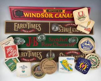 Vintage Bar Mats, Beer Coasters and Shot Glasses