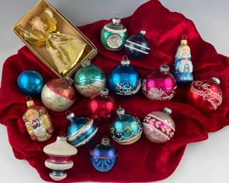  004 Vintage Shiny Brite Ornaments and Wax Angel