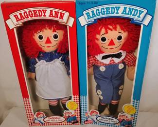 1989 Playskool Raggedy Ann Andy Dolls, 12 T