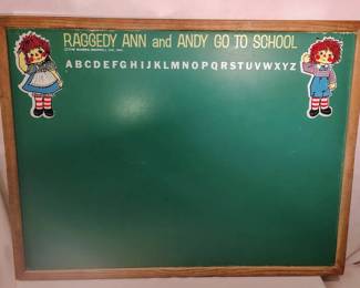 Vintage Raggedy Ann Andy Go To School Chalk Board, RAA Poster, Kite, And Painting