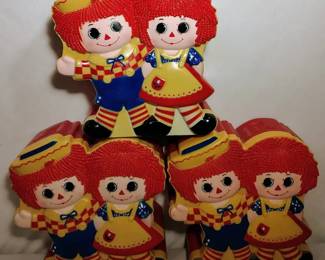 3 1977 The BobbsMerrill Co. Raggedy Ann  Andy Talking Banks