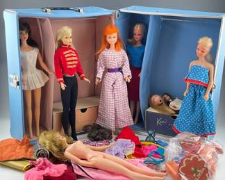 Vintage Mattel Barbies and Barbie Case