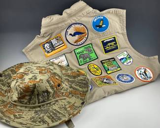 Vintage Banana Republic Vest with Patches and Hat
