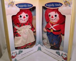 1997 Hasbro Special Edition Christmas Raggedy Ann Andy Dolls