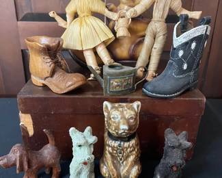 Wooden Box With Small Decorative Figurines