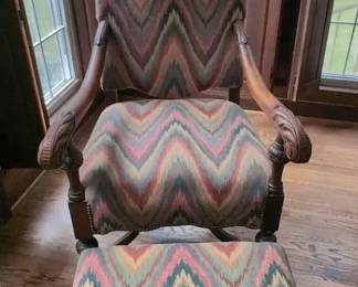 Louis XIV Style Chair With Ottoman