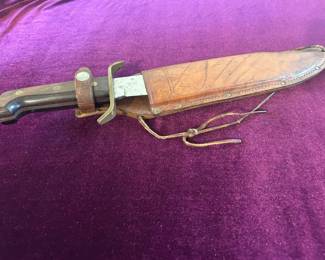 Vtg. Western Bowie Knife W Sheath