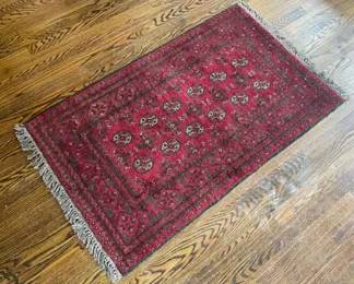 Red Vintage Rug With Fringe