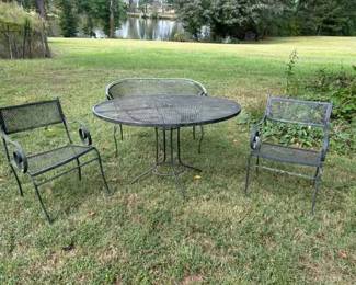 Wrought Iron Table, 2 Chairs Love Seat