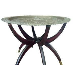 Moroccan Brass Tray Top with Spider Leg Table