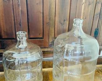 A Pair Of Italian Glass Water Jugs Carboys